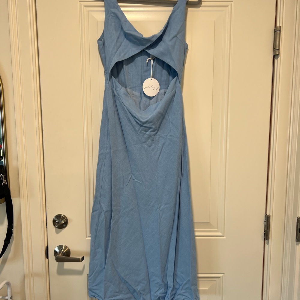 Light Blue Women's Sleeveless Cutout Dress